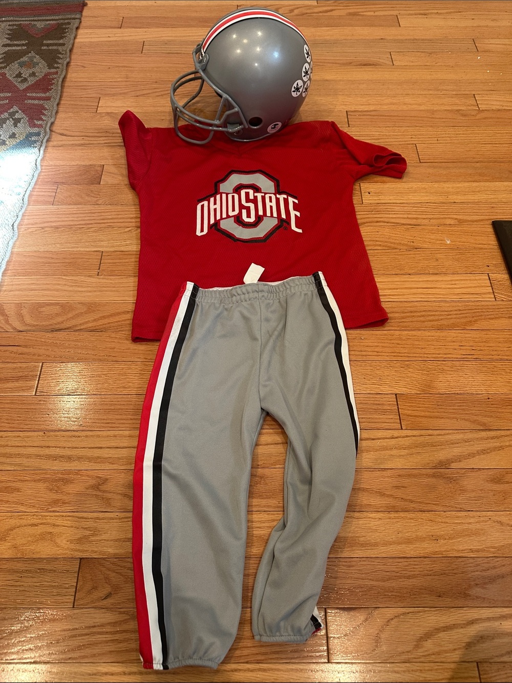 Ohio State Kids Red Football Costume Top & Gray Stripe Pants